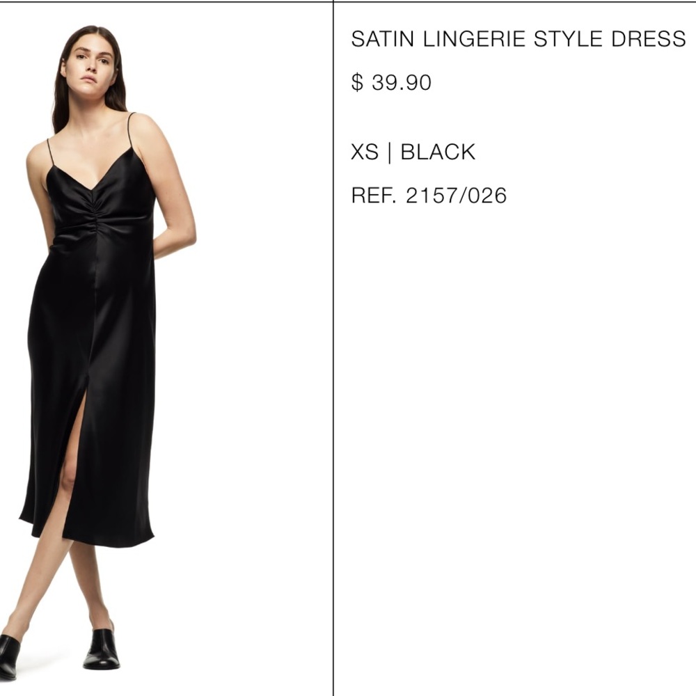 Zara black satin slip dress